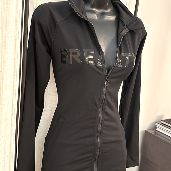 Missguided Black Active Workout Stretch long sleeve zip up jacket top 4 - Picture 7 of 9